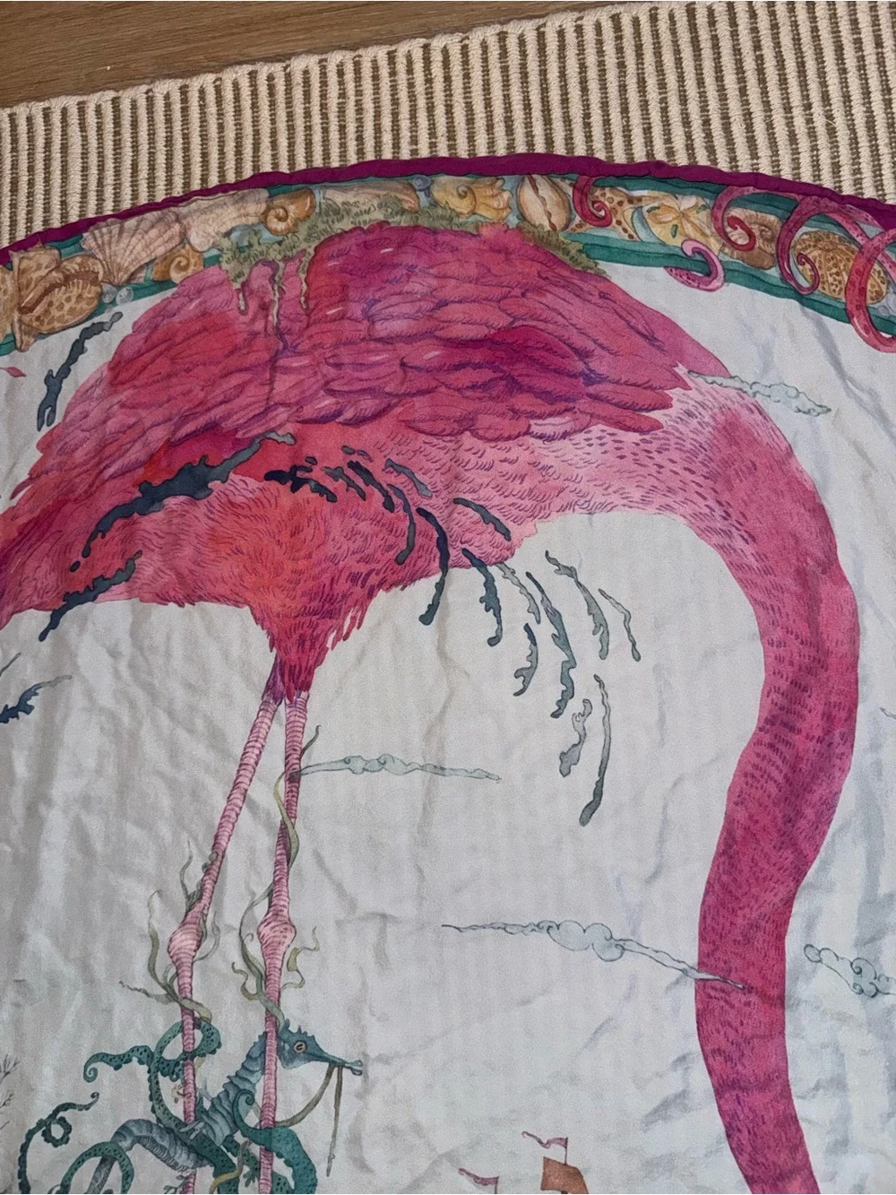 Sarah Flint Silk Scarf - Wild Waters Scarf 90 × 90 cm/ Fuchsia & Turquoise Si